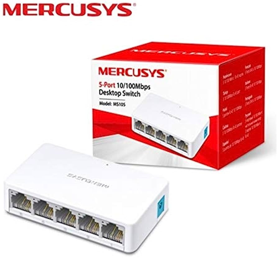 Mini Switch MERCUSYS MS105 de 5 puertos 10/100Mbps.