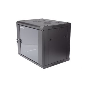 Gabinete para Montaje en Pared - Piso / Puerta de Cristal Templado / Cuerpo Fijo / 9 Unidades de Rack / 19" / Fabricado en Acero  Modelo: DS-XS6409-S/B
