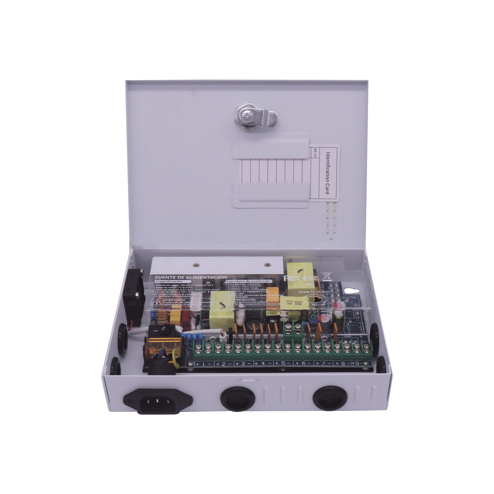 Fuente PREMIUM / 11-15 V / 9 canales / 16 A / Alta tecnología en seguridad / Doble ventilador / Hasta 1.8 Amperes por Salida / Filtro de ruido por canal / Diseño de alta gama. - Image 2