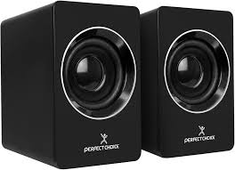 Bocinas Stereo Perfect Choice 2.0, con control de volumen. Color Negro.