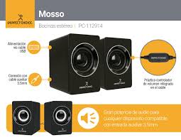 Bocinas Stereo Perfect Choice 2.0, con control de volumen. Color Negro. - Image 2