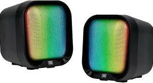 Bocina Portátil Estéreo Vorago SPK-109, con Conector 3.5mm y Luz LED. Potencia de 2W. Color Negro.
