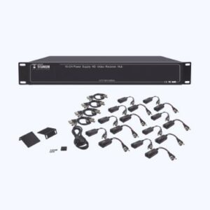Kit de TRANSCEPTOR ACTIVO DE 16 Canales / VIDEO+PODER en un solo Cable UTP / 150m en 4K, 200m en 5 MP/ Envía 36 Vcc y recibe 12 Vcc / TODO INCLUIDO PARA RACK / Compatible con cámaras HD-TVI/CVI/AHD/CVBS / Instalación Limpia
