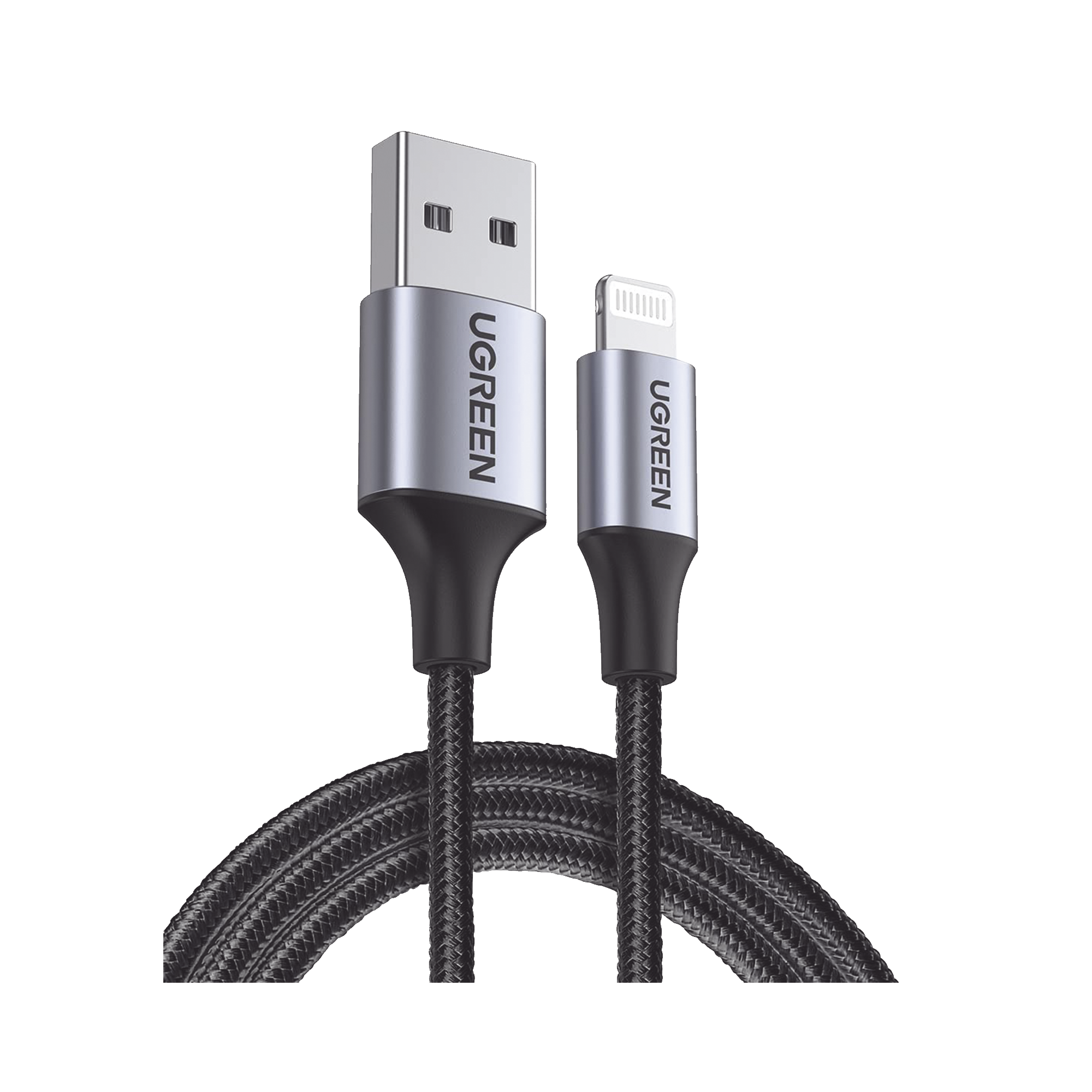 Cable USB-A a Lightning | 1 Metro (3.28 Pies) | Certificado MFi | Carga Rápida 5V/2.4 A | 480 Mbps | Conector C94 | Adecuado para iPhone, iPad y iPod | Protección Integrada | Caja de Aluminio Modelo: 60156 Marca: UGREEN