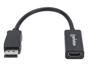 Adaptador de cable de video Manhattan 151634 de DisplayPort a HDMI (M-H), 15 cm. Color Negro