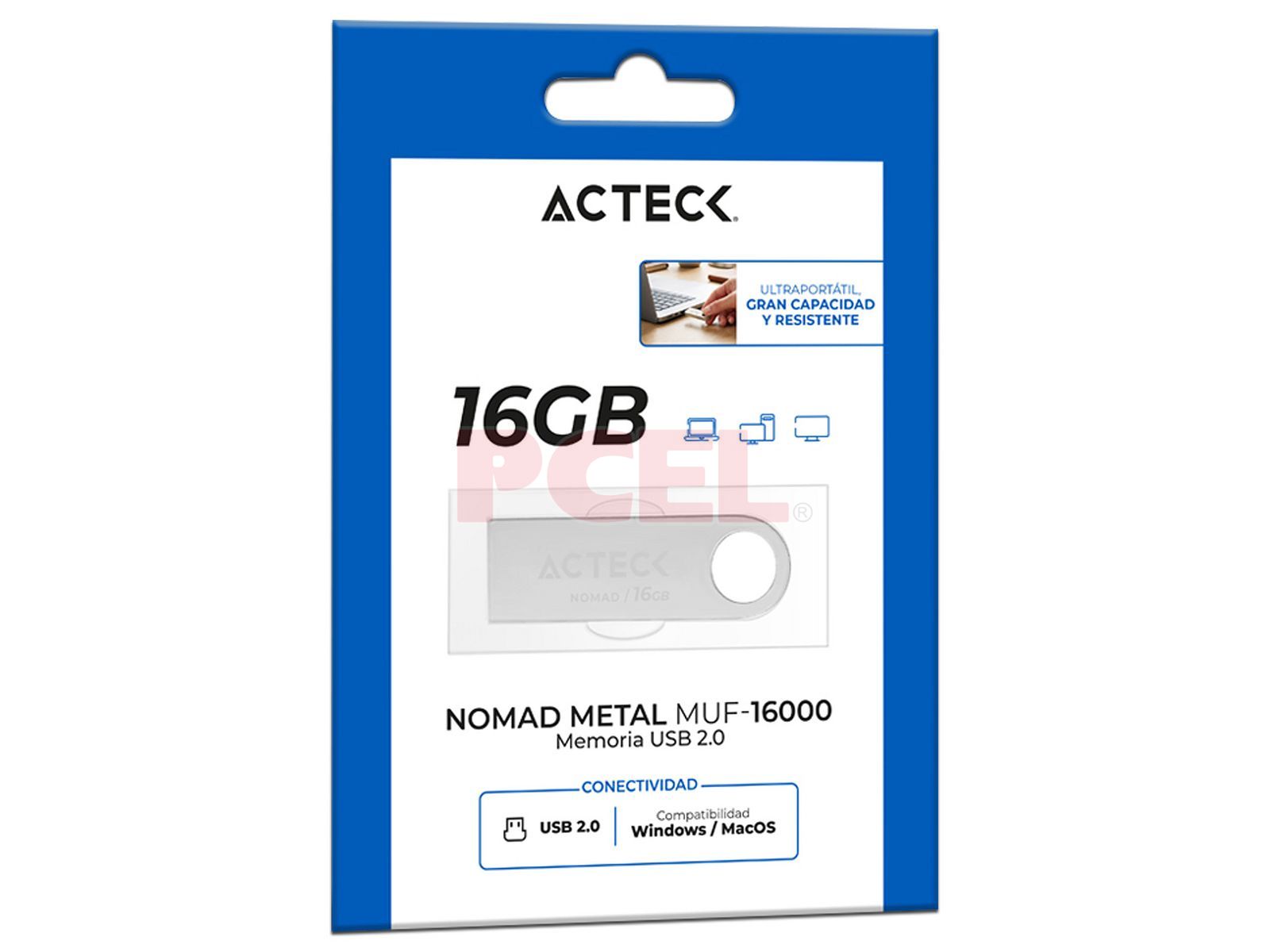Unidad Flash USB Acteck AC-946209 de 16 GB, USB 2.0, Metálica. Color Plata. - Image 2