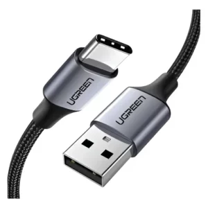 Cable USB-A a USB-C | 1 Metro (3.28 Pies) | Transferencia de Datos de 480 Mbps | Carga Rápida | QC 4.0/3.0/2.0 | FPC | AFC | Protección Integrada | Caja de Aluminio | Nylon Trenzado | Color Negro