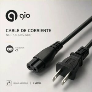 Cable De Alimentación Dos Polos No Polarizado Para Cargador De Laptop, Impresora, Bocinas Tv Certificado UL List 3mts