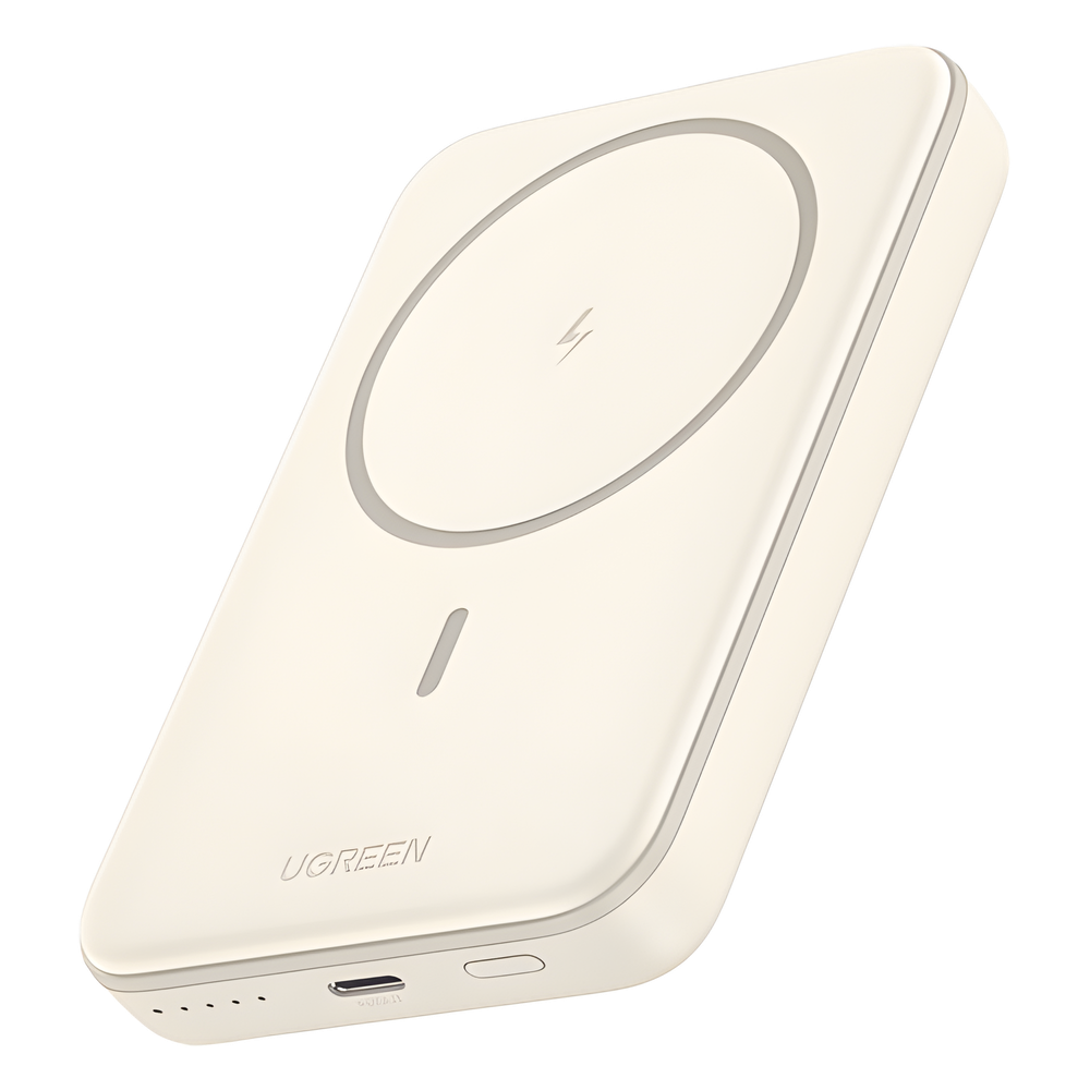 Power Bank MagSafe de 10000mAh | 20W | Carga Inalámbrica y por Cable USB-C | Sistema de Protección Inteligente | Tecnología de Carga Rápida | Ultra Delgado | Ultra ligero | Compatible con iPhone 15/14/13/12 | Color Beige.