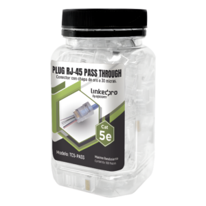 Bote con 100 Plugs Pass Through RJ45 Cat5e sin Blindaje, Chapado de Oro a 30 Micras para Durabilidad Extrema
