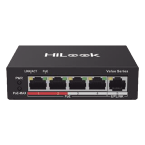 Switch PoE+ / 4 Puertos 10/100 Mbps PoE+ (af / at) / 1 Puerto 10/100 Mbps Uplink / Modo Extendido hasta 250 Metros / 35 Watts