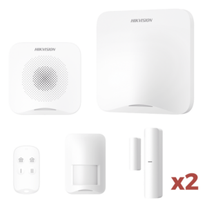 (AX HOME) KIT de Alarma AX HOME / Incluye: 1 Hub con batería de respaldo / 1 Llavero / 1 PIR / 2 Contactos Magnéticos / 1 Sirena / Wi-Fi / Compatible con Hik-Connect P2P y Hik-Partner PRO