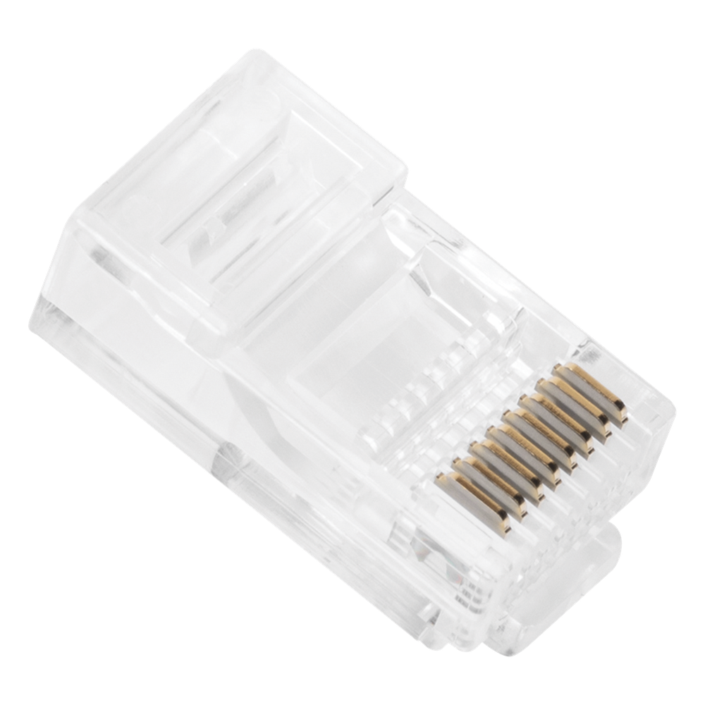 Bote con 100 Plugs Pass Through RJ45 Cat5e sin Blindaje, Chapado de Oro a 30 Micras para Durabilidad Extrema - Image 2