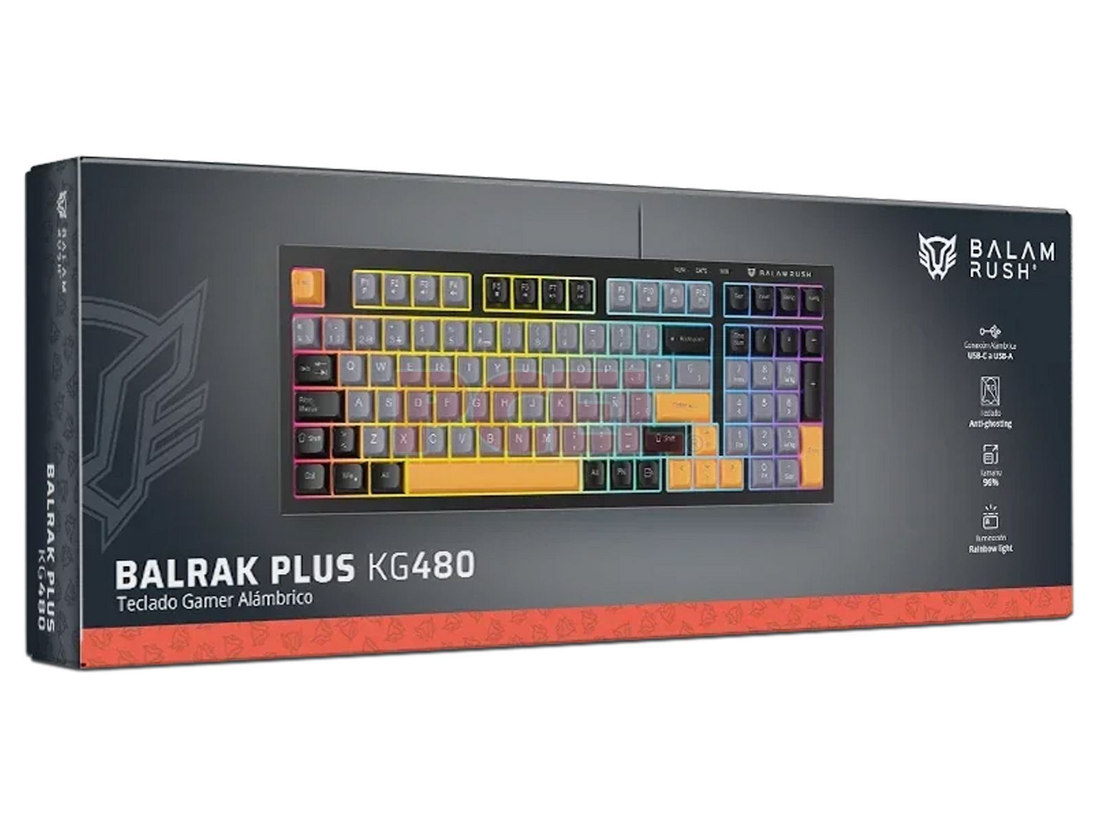 Teclado Gamer Balam Rush Balrak Plus KG480, Retroiluminación RGB, 19 Teclas Anti-ghosting, USB. Color Negro. (Versión en Español).