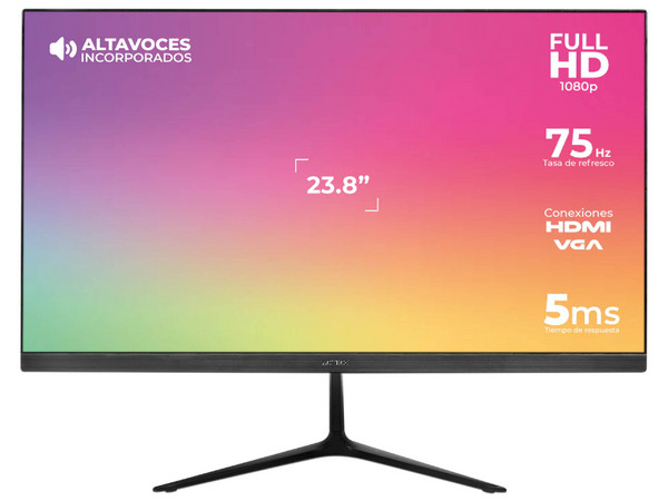 Monitor LED Acteck Captive Vivid de 23.8", Resolución 1920 x 1080 (Full HD 1080p), Panel IPS, Low Blue Light, 5 ms, 75Hz, Bocinas Integradas. Color Negro. - Imagen 2