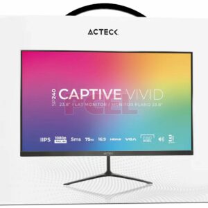 Monitor LED Acteck Captive Vivid de 23.8", Resolución 1920 x 1080 (Full HD 1080p), Panel IPS, Low Blue Light, 5 ms, 75Hz, Bocinas Integradas. Color Negro.