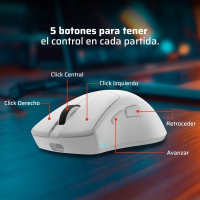 Mouse Óptico Inalámbrico Balam Rush Drift Perform MG5, 12000dpi, Receptor USB. Color BLANCO - Imagen 2